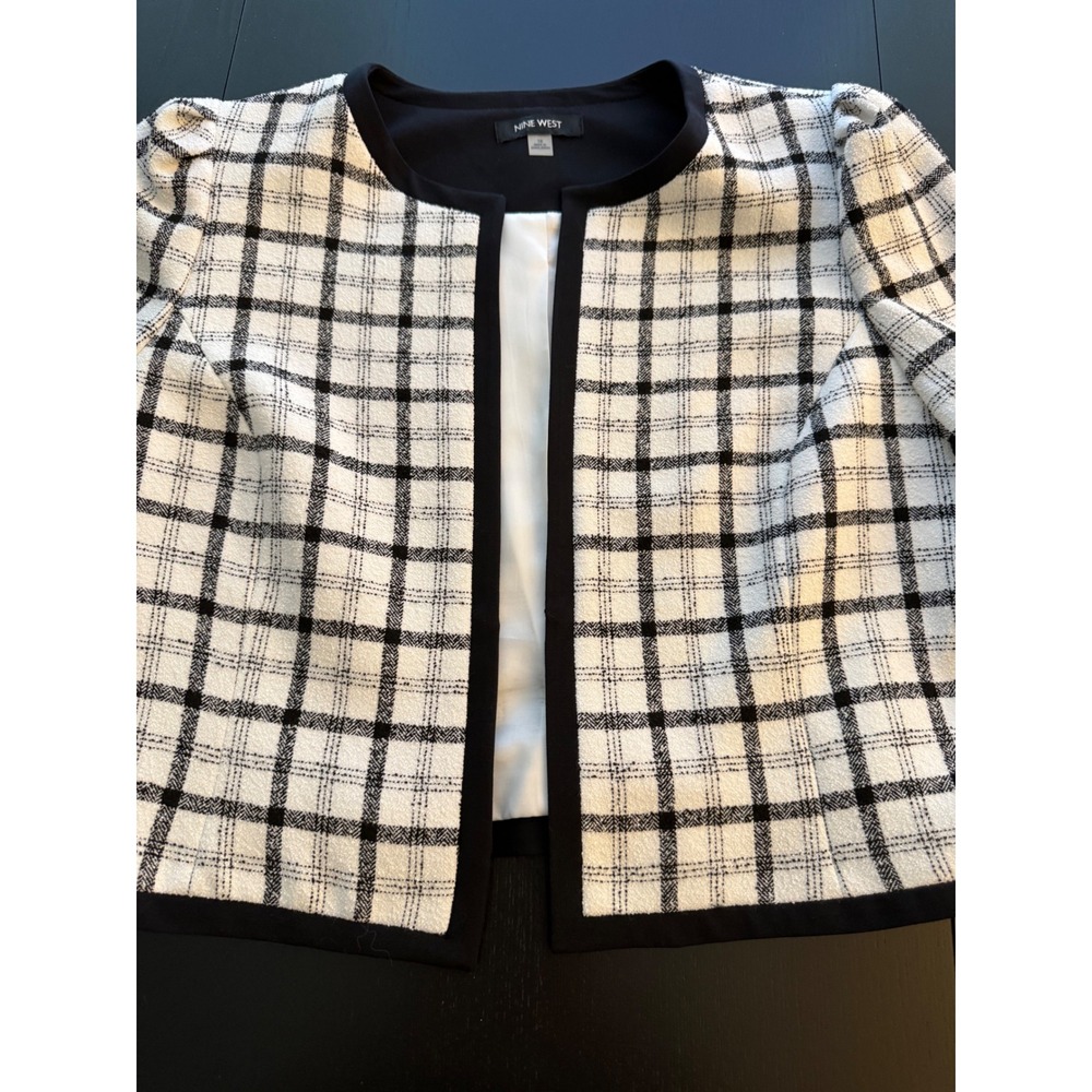 Nine West Open Front Blazer Women's Size 16 Black/White Business Casual Career - Picture 11 of 13